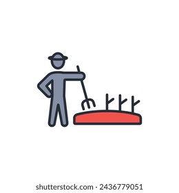 Farmer icon. vector.Editable stroke.linear style sign for use web design,logo.Symbol illustration.