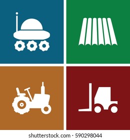 farmer icons set. Set of 4 farmer filled icons such as field