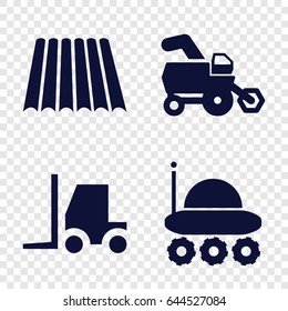 Farmer icons set. set of 4 farmer filled icons such as field