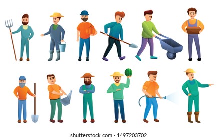 Farmer Icons Set Cartoon Set Farmer Stock Vector (Royalty Free) 1497203702