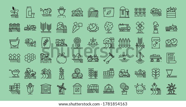 Farmer icons set, outline\
style