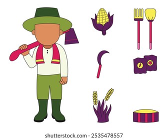 Farmer Illustration Set for Design Element