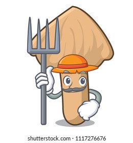 Farmer inocybe mushroom character cartoon