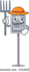 Farmer keep right with the mascot shape