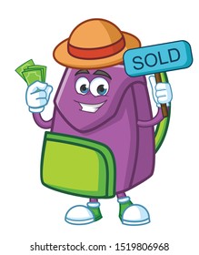 farmer kids bag cartoon mascot character design vector