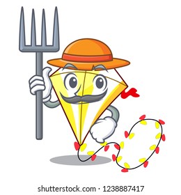 Farmer Kite cartoon fly away in sky