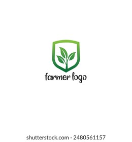 Farmer leaf logo flat vector design