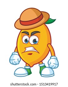 farmer lemon mascot character vector design