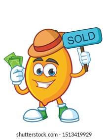 farmer lemon mascot character vector design