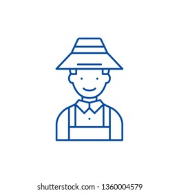 Farmer line icon concept. Farmer flat  vector symbol, sign, outline illustration.