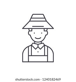 Farmer line icon concept. Farmer vector linear illustration, symbol, sign