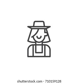Farmer line icon, outline vector sign, linear style pictogram isolated on white. Symbol, logo illustration. Editable stroke