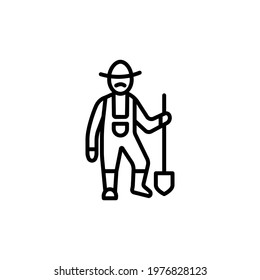 Farmer Line Icon In A Simple Style. Vector sign in a simple style isolated on a white background. 64x64 pixel.