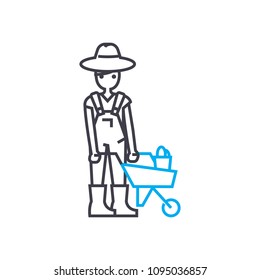 Farmer linear icon concept. Farmer line vector sign, symbol, illustration.