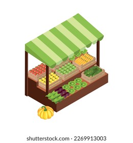 Farmer local grown market composition with fresh food products sale on blank background vector illustration