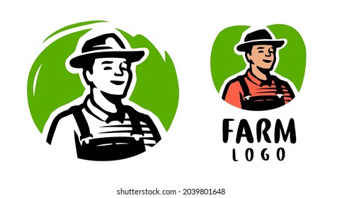 Farmer logo design template. Farm organic food symbol. Vector illustration