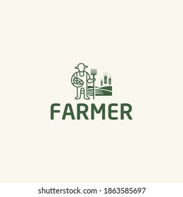  Farmer logo design Vector illustration template