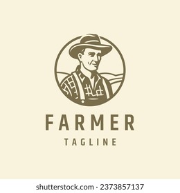 Ilustración vectorial del diseño del logotipo del agricultor