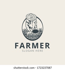 Farmer logo template Premium Vector