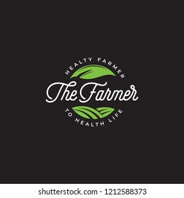 The farmer logo vector, farm badge logo template, Green farmer logo, health farm label