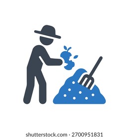 Icono De Compost De Fabricación De Agricultores Aislado Sobre Fondo Blanco