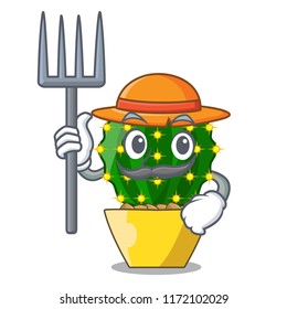 Farmer mammillaria cactus planted in a cartoon pot