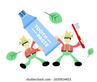 farmer man agriculture and dental care cartoon doodle flat design style vector illustration