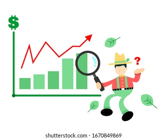 farmer man agriculture and finance analysis money cartoon doodle flat design style vector illustration