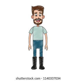 Farmer man cartoon scribble