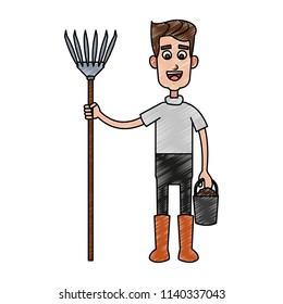 Farmer man cartoon scribble