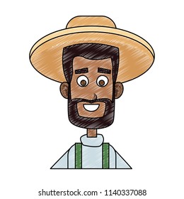 Farmer man cartoon scribble