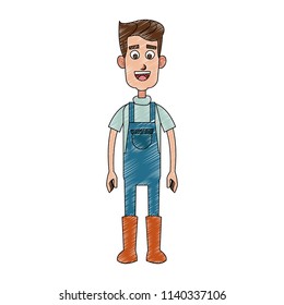 Farmer man cartoon scribble