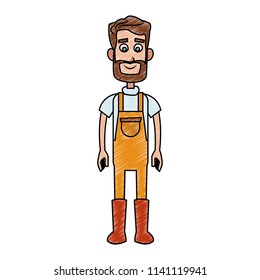 Farmer man cartoon scribble