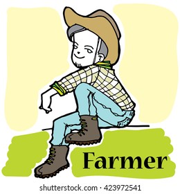 farmer man cartoon vector character