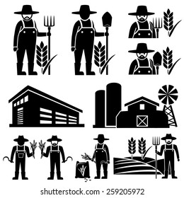 Farmer man and the field.vector
