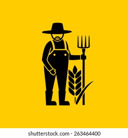 Farmer man and the field.vector