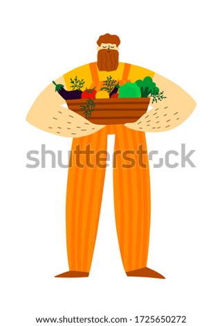 Farmer man with fresh vegetables basket