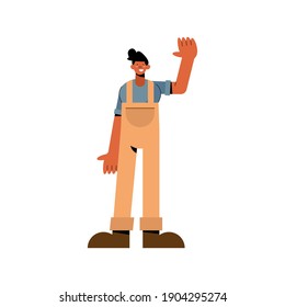 Farmer man with gloves and overall design, Agronomy lifestyle agriculture harvest and farming theme Vector illustration