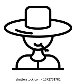 Icono del hombre agricultor. Símbolo del vector del agricultor de contorno para diseño web aislado en fondo blanco
