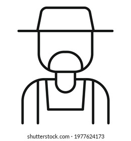 Farmer man icon. Outline farmer man vector icon for web design isolated on white background