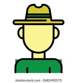 Farmer man icon. Outline farmer man vector icon color flat isolated