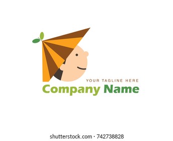 Farmer Man Logo. Farm Geometric Flat Icon.