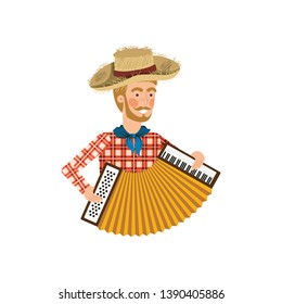 farmer man with musical instrument