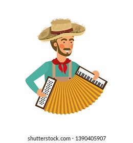 farmer man with musical instrument