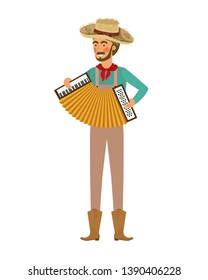 farmer man with musical instrument