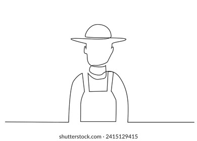 farmer man profile one line art design