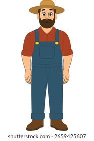 Homem Agricultor Personagem Vetor na Frente