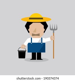Farmer Man Vector Illustration