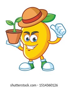 farmer mango mascot character vector design