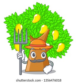 Farmer mango tree isolated with the mascot